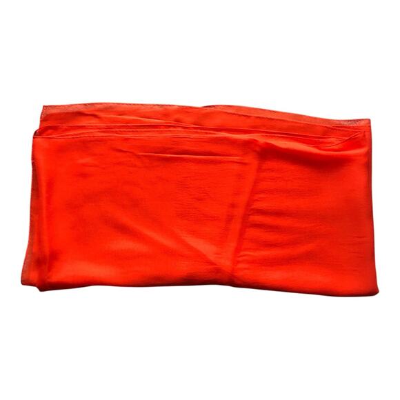Vintage Lightweight Long Orange Red Sheer Shawl Wrap Versatile Scarf 82 1/2 X 20 - Picture 4 of 5